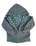 Walkjacke in mintgrün, Jersey grün mit Feder (104)
