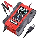 CIRKET 12 V/6 A 24 V/3 A Autobatterieladegerät, Lithium, Blei-Säure, Lifepo4 (AGM/Gel/SLA..), automatisches intelligentes Batterieladegerät, Auto, 12 V, tragbar, für Auto, LKW, Motorrad und mehr (rot)
