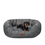 Bjird Oval Hundebett Grosse Hunde Wasserdicht - Orthopädisches Hundebett Mittelgroße Hunde - Waschbares Hundesofa - Oeko-Tex Hundekissen Dog Bed 94x75 cm Graphit 3D XL