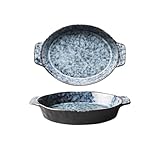 WANGHAI-666 Backform Runde Lasagneformen aus Keramik, tief, mit Griffen, 1000 ml, 29,2 cm, Auflaufformen for den Ofen, Porzellan-Backformen