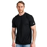 100% Merino T-Shirt Herren Kurzarm - Sport Shirt Männer Wolle, Merino Unterwäsche Herren (Groß, Heat Black)