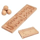 Spiel Mancala Brettspiel - Kalaha Spiel Erwachsene Brettspiel mit klappbarem Holzbrett -Familien Brettspiele-Mancala Spiele Strategisches Spiel für Kinder