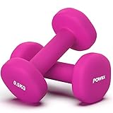 POWRX Neopren Hanteln Kurzhanteln 0,5kg Pink 2er Set I Hexagon, Gewichte, Kraftraining, Hantelset für Männer und Frauen, Fitness, Gewicht, Dumbbell, Weights, Dumbells dumbellset