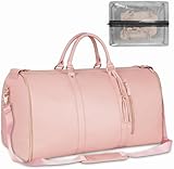 Reisetasche Faltbar, Handgepäck Tasche, Foldable Travel Bag, Kleidersack Reisetasche, Carry on Bag, Große Reise Tasche, Luggage Bag Wasserdicht, Garment Duffle Bag, Reisetasche Aufklappbar (Rosa)