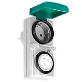 Menz Zeitschaltuhr Aussenbereich - IP44 Zeitschaltuhr Steckdose Outdoor, mechanischer Timer mit hoher Schaltleistung - Analoge Zeitschaltuhr außen, einfach bedienbar