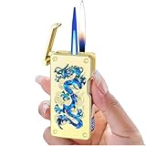 JCFHQGHR Intelligentes sprachaktiviertes Feuerzeug mit Zwei Flammen aus Metall mit 5 Zündmodi, geeignet for Grill, Kerzen, Outdoor, Männergeschenk