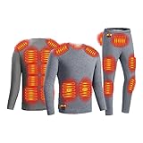IMYOGI Gemütliches beheiztes Unterwäsche-Set für Herren, 18 Heizzonen, 3 Temperaturregelung, elektrische USB-Heiz-Thermounterwäsche, beheizte Thermo-Oberteile