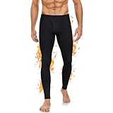 Thermounterhose Herren Thermo Unterwäsche Warme Unterhosen Lang Thermounterwäsche Thermohose Winter Skiunterwäsche Hose Thermowäsche Funktionsunterhose Leggings für Alltag Runing Ski Sport Schwarz M