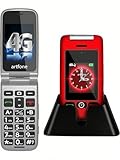 artfone G6 4G Seniorenhandy Klapphandy Ohne Vertrag丨Großtasten Mobiltelefon丨SOS Notruftaste丨Ladestation丨Lautsprecher丨Kurzwah丨Handy für Senioren丨FM Radio丨2,4 Zoll Zweibildschirm丨1300mAh Akku - Rot