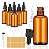 Collazoey 6 pcs 50ml Pipettenflasche,Inklusive 7 Stk Hilfszubehör,Braunglasflasche,Apothekerflaschen mit Tropfenpipette,für ätherische Öle, Parfümöle, Flüssigfarbstoffen Aromatherapie Mischungen