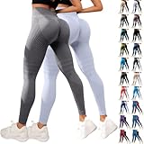 2 Stück Damen 3D Leggings Anti Cellulite Kompression Leggins Definieren Sie Ihre Silhouette Mühelos Neu Compression High Waist Push Up Hosen Kompressionsleggins Lipödem