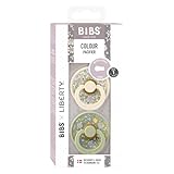 BIBS x Liberty Colour Schnuller 2er-Pack, BPA-frei, Kirschform Nippel. Naturkautschuk/Latex, Hergestellt in Dänemark. 0-6 Monate (2er Pack), Eloise Sage Mix