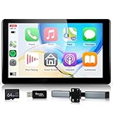 Hodozzy Auto Kopfstütze Carplay Bildschirm mit Wireless Android Auto, 9 Zoll Touchscreen Player für Rücksitz mit Super Link, Bluetooth, FM, AUX, Airplay, Android Cast, Kopfstützenmonitor mit 64G TF