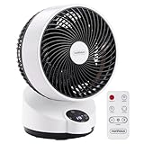 VonHaus Umluft Ventilator Leise – Tischventilator mit 3 Geschwindigkeitsstufen, 3 Modi, Fernbedienung, 12-h-Timer, 60°-Schwenkfunktion, LED-Display, 3 Blättern – für Zuhause oder Büro