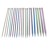 Cocoarm Stricknadel-Set, 20 Stück, Aluminium-Einspitznadeln, 25,4 Cm, Leichte Gerade Stricknadeln mit Größenmarkierungen für Anfänger, Experten, Schals, Mützen, Pullover