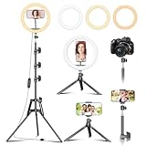 PEYOU Ringlicht mit Stativ Handy,(12'/186 cm) LED Ring Light mit Tischstativ [2025 Upgrade] 40% Erhöhte Helligkeit, für YouTube, Selfie, Live-Stream, Makeup/Fotografie Kompatibel mit Smartphone, USB