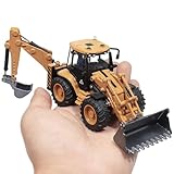 NIOMICO Baggerspielzeug, 1/50 Metall Die-Cast Basthoe Frontlader Bulldozer Spielzeug mit 360 ° rotierenden Armen, Baufahrzeugmodelldekoration für Jungen Bauspielzeug