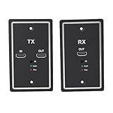 Fabater HDMI-Wandplatten-Extender, 1080P HD-Wandplattensender mit IR-Fernbedienung, Video-Audio über Ethernet für HDTV, Übertragung über Ein Einzelnes Cat6-Kabel Bis zu 60 M