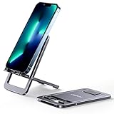 JSAUX Handy Ständer, Faltbarer Aluminium Handyhalterung Tisch Handy Halterung Halter handyständer Kompatibel für iPhone 15 14 13 12 11 Pro Max X Xr 8 7 Samsung S23 S22 S21 A53 Kindle Switch Grau