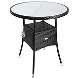 Casaria® Polyrattan Gartentisch 60cm Rund 5mm...
