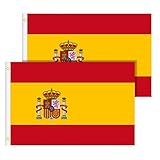 TIMESETL 2 Stück Spanien Flagge 90 x 150 cm groß, Spanien Fahne Spain National Flagge aus Polyester, UV-beständig reißfest Wetterfest Flagge von Spanien