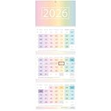 Häfft® 3-Monatskalender 2026 Wandkalender mit Schieber, Ferien DE & AT, Jahresübersicht, Bürokalender Wandplaner 'Rainbow' - nachhaltig & klimafreundlich