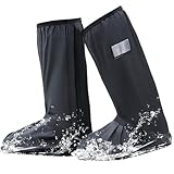 Wasserdichte Überschuhe，Überschuhe Regenschuhe，Schuhüberzieher Wasserdicht Herren Damen mit Reflektorstreifen Rutschfeste Regenfüßlinge Hohe Regenschutz Galoschen für Fahrrad Motorrad,L 40-42EU