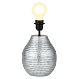 Marrakesch Vintage Deko Tischlampe Nachttischlampe 20cm groß | Boho Deko Tischleuchte Lampe im Wohnzimmer Schlafzimmer & Kinderzimmer | Tischleuchte Cameo silber aus Metall E27 Lampenfassung
