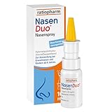 NasenDuo Nasenspray von ratiopharm. Stark zum Schnupfen, sanft zur Nase. Abschwellendes Nasenspray mit 2-fach-Wirkung: Befreit die Nase und fördert die Wundheilung, 10 ml Nasenspray