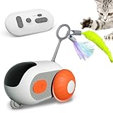 Interaktives Katzenspielzeug mit Fernbedienung, Intelligenter Katzenball mit 2 Modi, Intelligentes Elektrisches Mouse Haustierspielzeug, USB Wiederaufladbar, Geschenke für Katzen (orange Farbe)