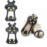 Jasminum Spikes,Antirutsch Schuhspikes,Schuhkrallen,Steigeisen,10-Stud Ice Klampen Steigeisen Slip-on Stretch Schuhe Spikes,für Damen Und Herren Winter Outdoor-Sport und Bergsteigen Und Wander Joggen