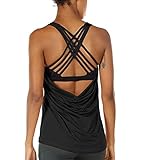 icyzone Damen Sport Tops mit Integriertem BH - 2 in 1 Yoga...