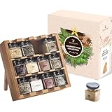 Tilz Gewürzset Holz Gewürzregal mit Gewürzen inklusive Freistehende Nachfüllung Kräuter-Gewürzmischung mit 12 Gewürzen zum Kochen Gewürzset Kleine Geschenke für Frauen