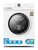 Midea MF10EW80BA10 Waschmaschine / 8kg / 1400 U/Min/EEK A-10%/Inverter Quattro Motor/Dampffunktion/Grosse Trommel/Nachlegefunktion/Kindersicherung/AquaStop, Weiß