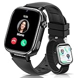 SWGOTA Smartwatch Kinder mit Telefon und GPS, 1.83' Kinderuhr Videoanrufe/Voice Chat/SOS/Schulmodus/SMS/Wecker, IP68 Kinder Smartwatch mit Schrittzähler Schlafen, Geschenk für Mädchen Junge, Schwarz