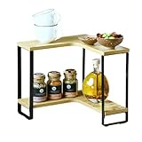 Kesper | Küchen-Eckregal mit 2 Ebenen, Material: Faserplatte, Metall, Maße: B 30 x H 28 x T 30 cm, Farbe: Natur, Schwarz | 27832