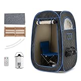 HOMASIS Dampfsauna tragbar, Heimsauna mit Dampfgenerator 3 Liter, Sauna für Zuhause mit Fernbedienung, 9 Temperaturstufen & 9 Timer, Mobiles Saunazelt mit Klappstuhl & Fußmassagegerät (Schwarz)