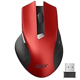 acer Maus Kabellos, 2.4GHz 1600 DPI Funkmaus, 3 Einstellbare DPI Wireless Mouse mit 6 Tasten, Batteriebetriebene Kabellose Maus für Laptop, PC und MacBook, Empfohlen für Rechtshänder-Rot