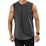 Herren Tanktop Gym Tshirt Baumwolle Muskel Fitness Training Laufshirt Fitness Tanks Ärmelloser Shirt 03 Dunkelgrau XL