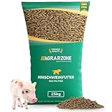 Agrarzone Minischweinfutter Pellets 25 kg - Schweinefutter für Minischweine, Zwergschweine & Teacup - 100% Gentechnikfrei & Mehrfach gereinigt