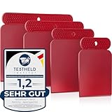 PETITONE Japanspachtel - 4tlg Premium Kunstoff Spachtel Set - Leicht zu reinigender Flächenspachtel - Spachtel Werkzeug - Extra große Griffnoppen - Spachtel Acrylmalerei - Besonders Präzise 45°-Kante