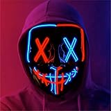 LED Purge Maske - Kostümmaske steuerbar für Halloween, Fasching & Karneval als Kostüm für Herren & Damen (Farbauswahl) (blau/rot)