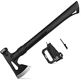 Japaknives Survival Axt 5-IN-1 Camping Beil Spaltaxt für Holz 37CM Multifunktional Campingäxte Tragbare Outdoor Handbeil für Garten Bushcraft Trekking