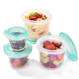 U-Taste 4 Stück Silikon-Lebensmittelbehälter mit luftdichtem Deckel, stapelbarer Snackbehälter mit Datumsmarkierungskreis, gefrier- und mikrowellengeeignet für Gewürze, Nüsse, Obst (60/125/250/500ml)