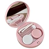 Duehut Kontaktlinsenbehälter, Reiseetui, Aufbewahrungsbox, tragbarer Kontaktlinsenbehälter, Einweich-Set für den täglichen Gebrauch im Freien, Büro, 2 Stück (Rosa, Gelb)