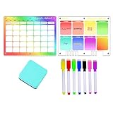 Ctwezoikmt 2 Set Transparenter Wiederverwendbarer Planer, Whiteboard-Kalender, Acryl, 16 X 12, Magnetischer Kalender für Kühlschrank, Monats- und Wochenkalender