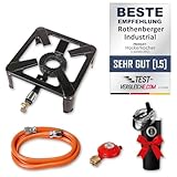 ROTHENBERGER Industrial Hockerkocher inkl. 1,5 m Propan-Gas-Schlauch & Propan-Konstantregler für Camping, Outdoor | ***mit hochwertigem Thermo Kaffeebecher/Getränkebecher 960 ml - auslaufsicher***