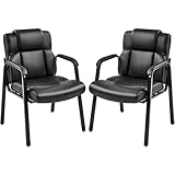Yaheetech Besucherstühle Konferenzstühle mit Armlehnen 2 Stück Bürostuhl Schreibtischstuhl ohne Rollen Wartezimmerstühle Gästestühle Arbeitsstühle Polsterstuhl für Büro Konferenz Schwarz