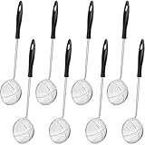 8-teiliges Küchensieb-Set aus Edelstahl, feinmaschig, Skimmer mit ergonomischem Griff, Spiraldesign zum Braten, Kochen, Suppenzubereitung, Silber, 30 x 20 x 5 cm, platzsparendes Aufhängen