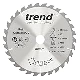 Trend Holz Kreissägeblatt, 250mm Durchmesser, 30mm Bohrung, 30 Zähne, HW, 3mm Schnittbreite, +15° Haken, CSB/25030